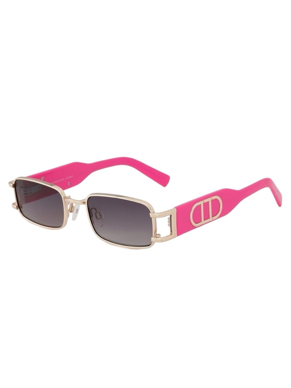 NEW Carolina Lemke Pink Gold Rectangle Sunglasses Logo Y2K Retro Statement Neon